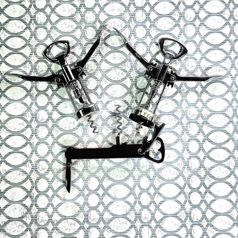 CCOMING SOON 3PC Franmara Italy Wing Corkscrew NOS Wine Opener Chrome Bar Cart